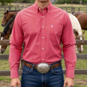 Ariat Men's Red Plaid Button-Down Shirt